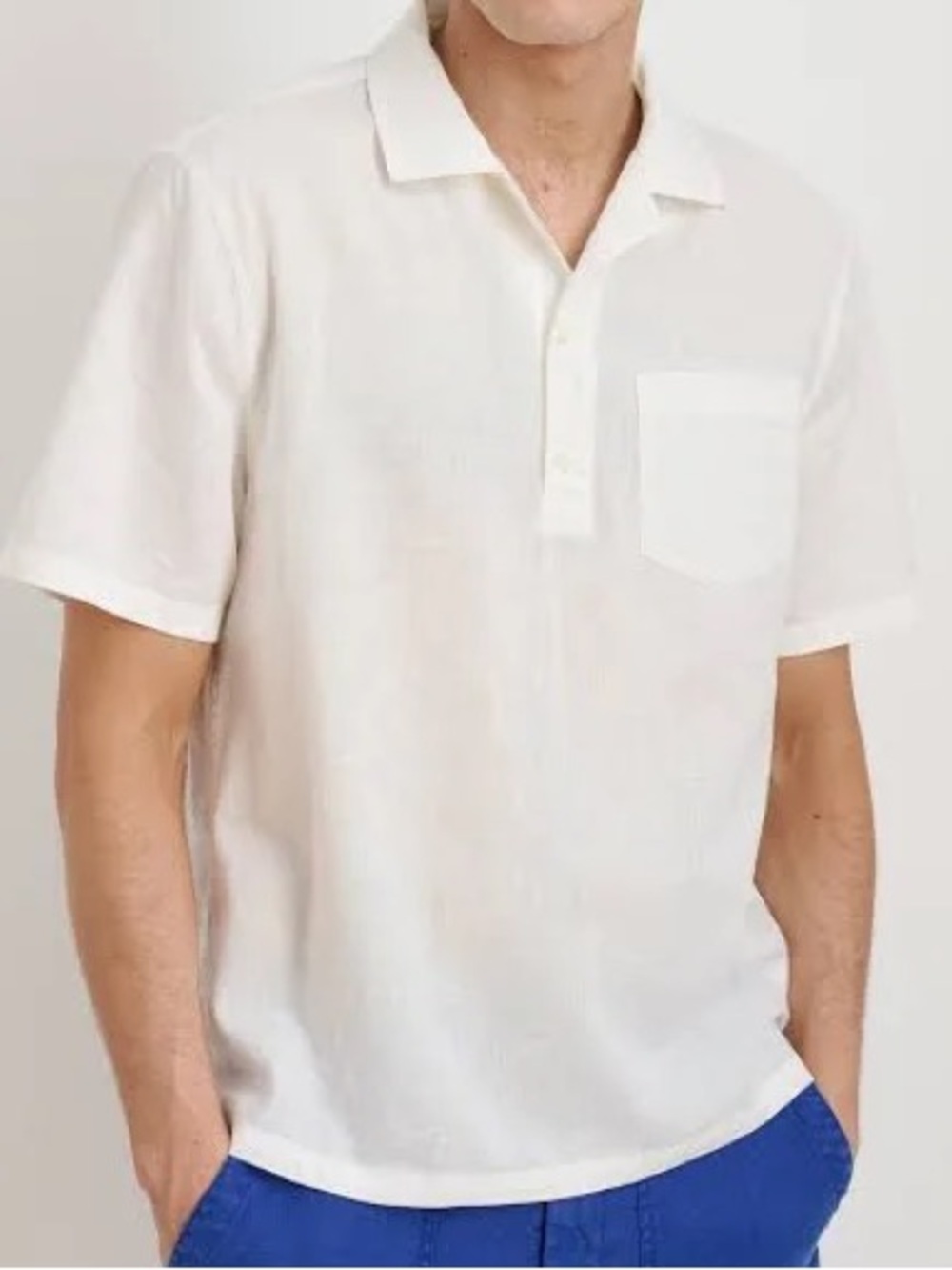 Alex Mill NWT Men's Linen Blend Som White Short-Sleeve Popover Shirt size XL